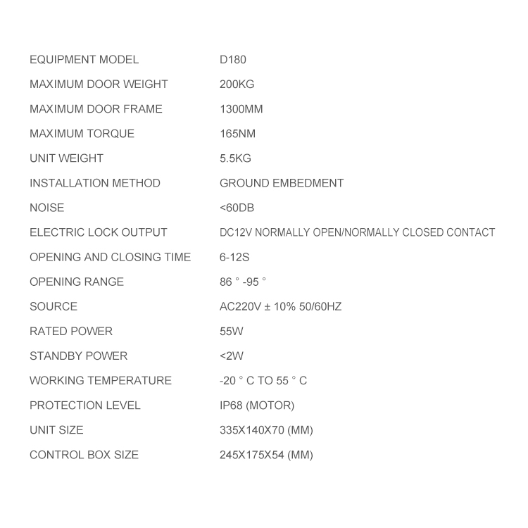 Automatic floor spring D180S 11X Automatic floor spring D180S 11X